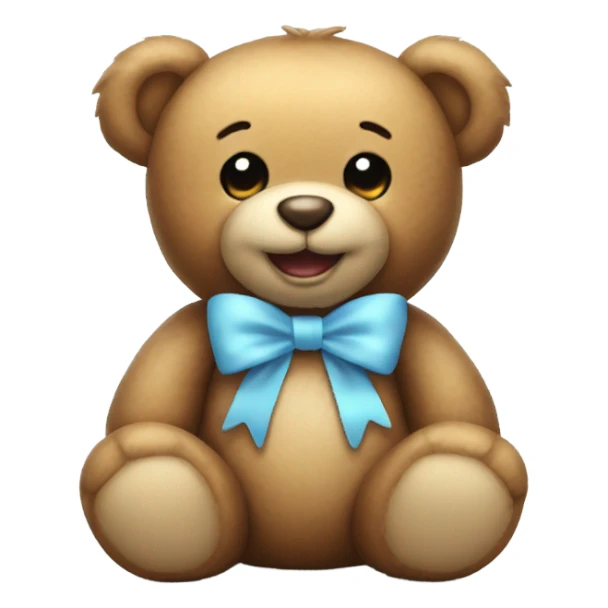 Teddy bear with light blue bow smiling sticker
