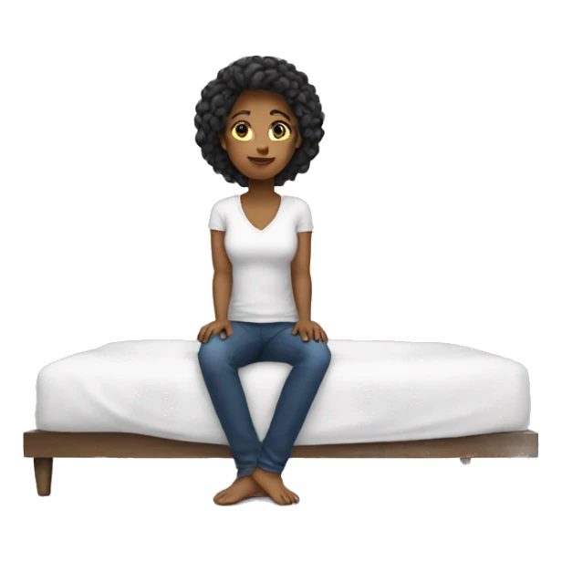 Sitting on bed women sticker