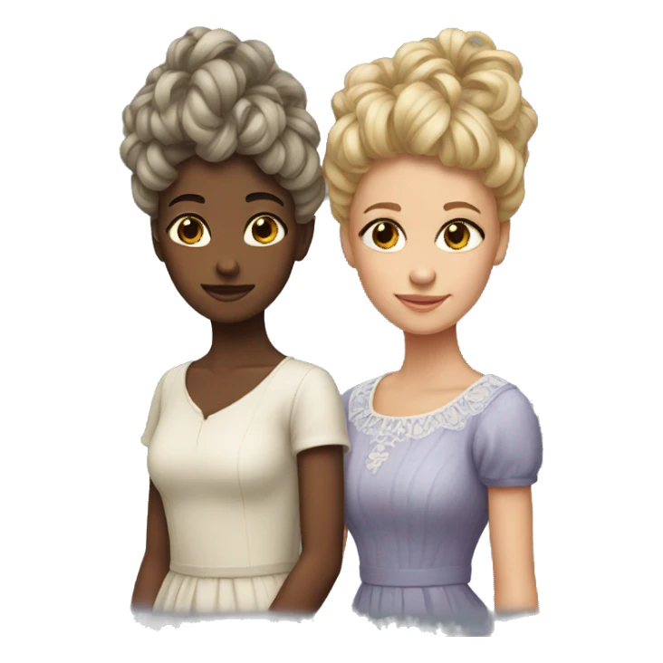 two female siblings with the same elaborate hairstyle sticker