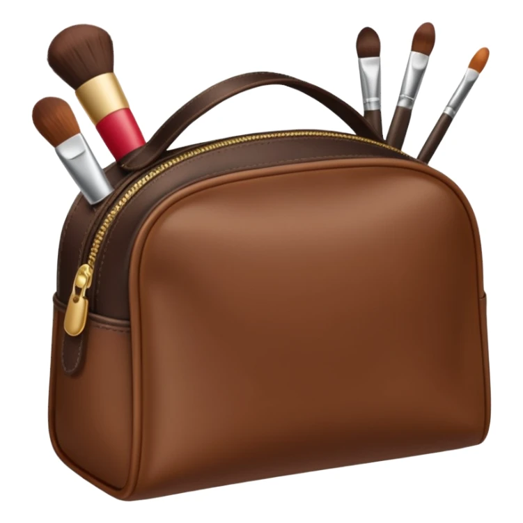 Brown Cosmetic Bag with cosmetics sticker