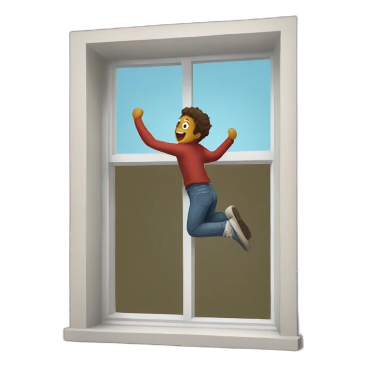 jumping out of window sticker