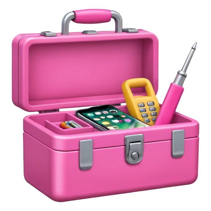 big girly cellphone with a pink mini toolbox sticker