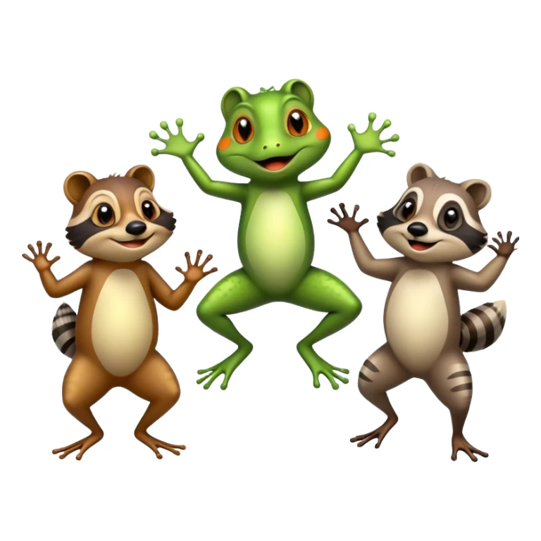 Frog dancing with raccoons  sticker