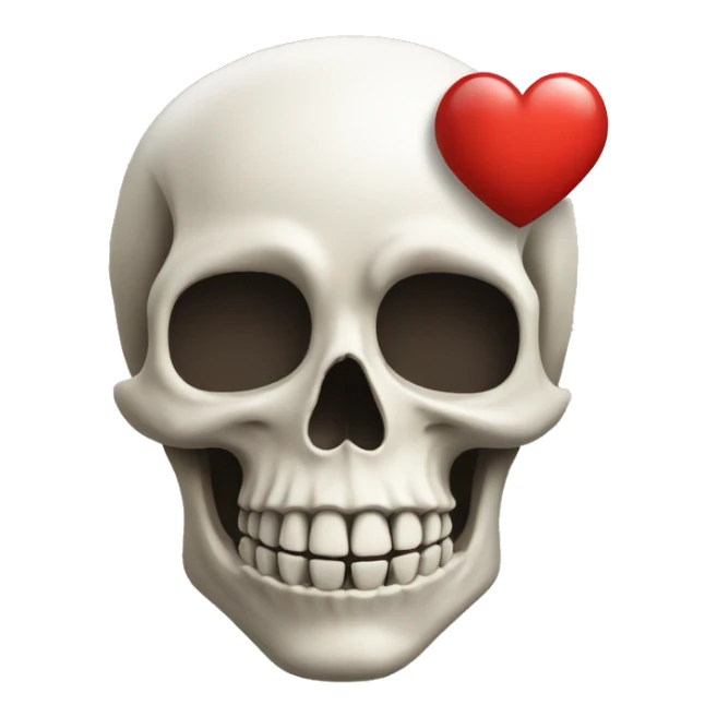 a skull with a heart sticker