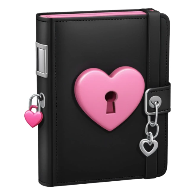 emo black notebook with a pink lock sticker
