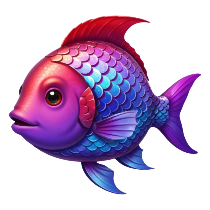 color gradient between red and purple glitter cute fish sticker