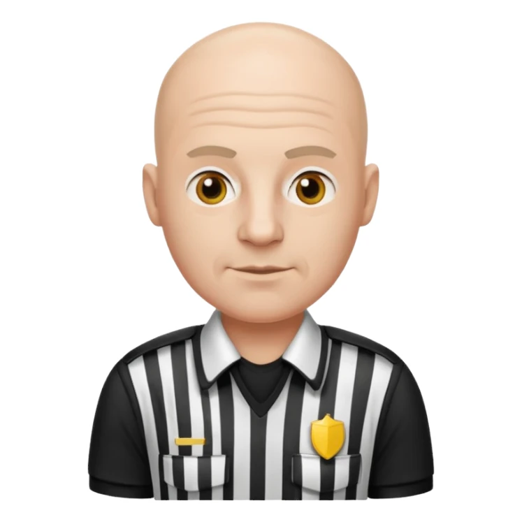 white bald man referee wearing referee uniform sticker