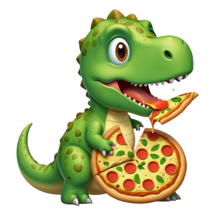 Dinosaur eating poop pizza sticker