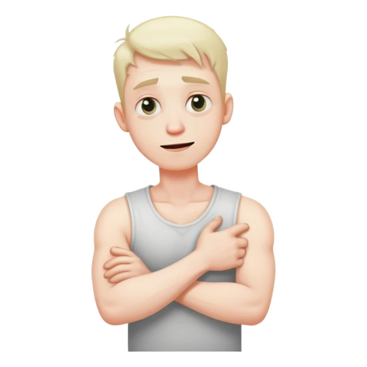 Arm crossed holding neck crazy man sticker