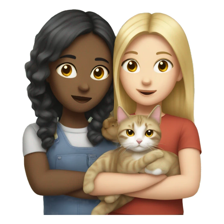 Two girls with two British cats sticker