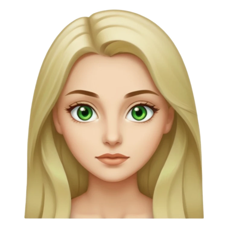 женщина с зелёными глазами, красивыми бровями, бежевыми волосами длинными, с асимметричным пробором   sticker
