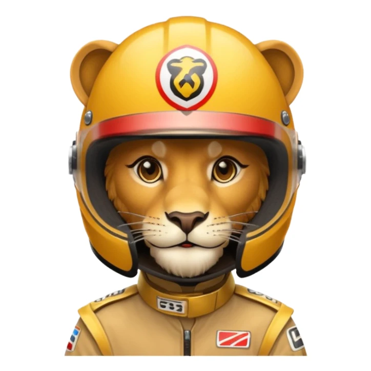 Lion with racing helmet potrait  sticker