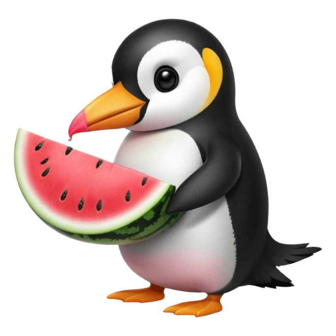 penguin who is eating watermelon sticker