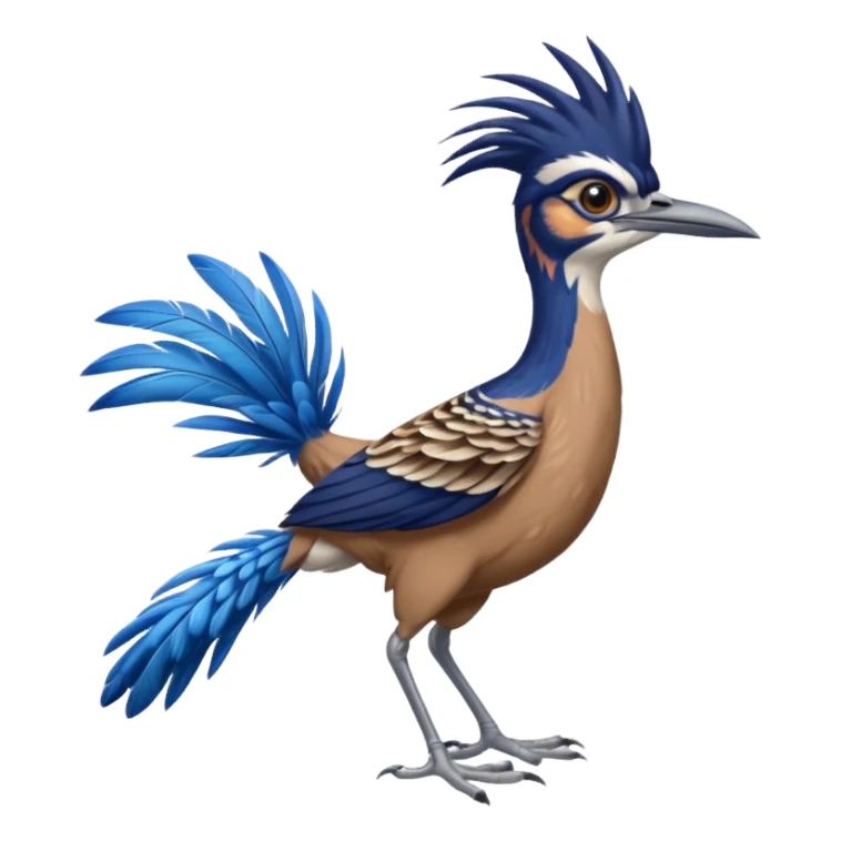 realistic roadrunner bird emoji, tail pointed down sticker