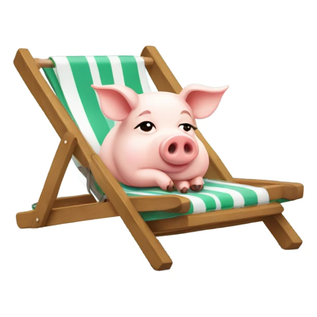Rich pig lying on the deckchair sticker