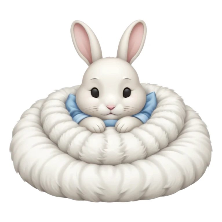 cartoon white rabbit asleep in bed sticker