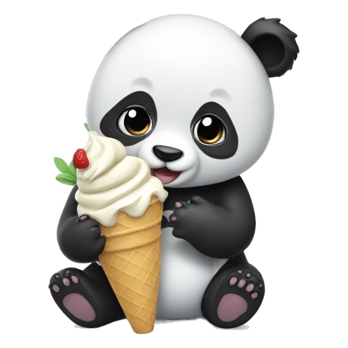 Panda eating ice cream sticker