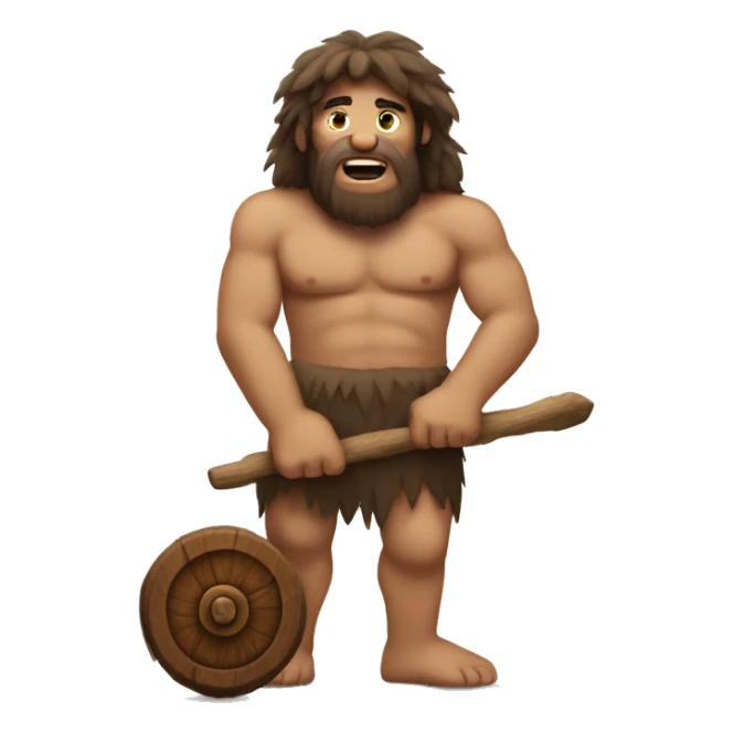 caveman with wooden wheels sticker