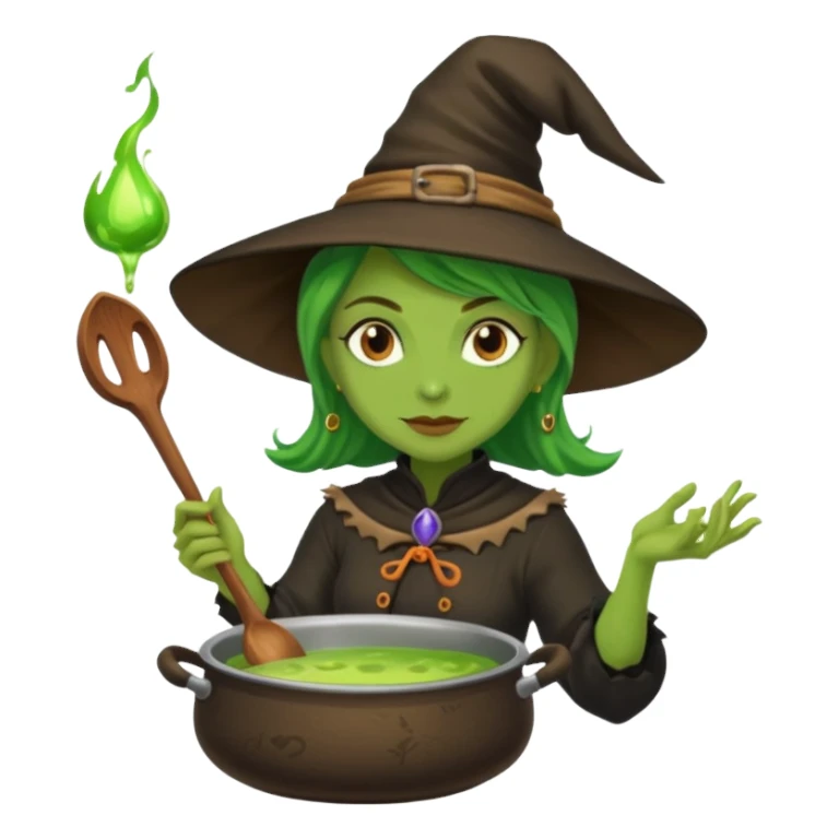 green witch cooking potion sticker
