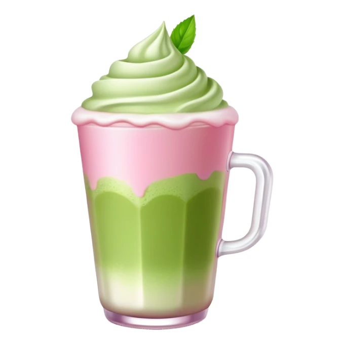Matcha latte with pink cold foam sticker