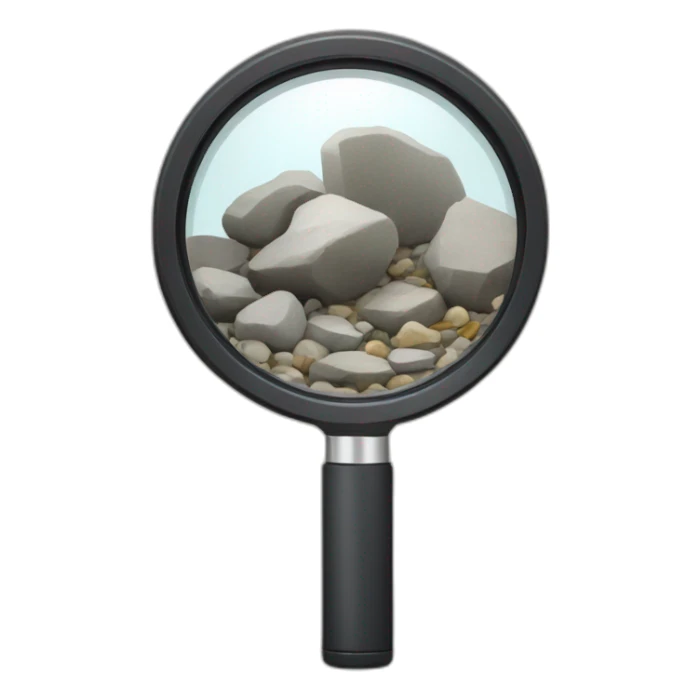 Magnifier with rocks sticker