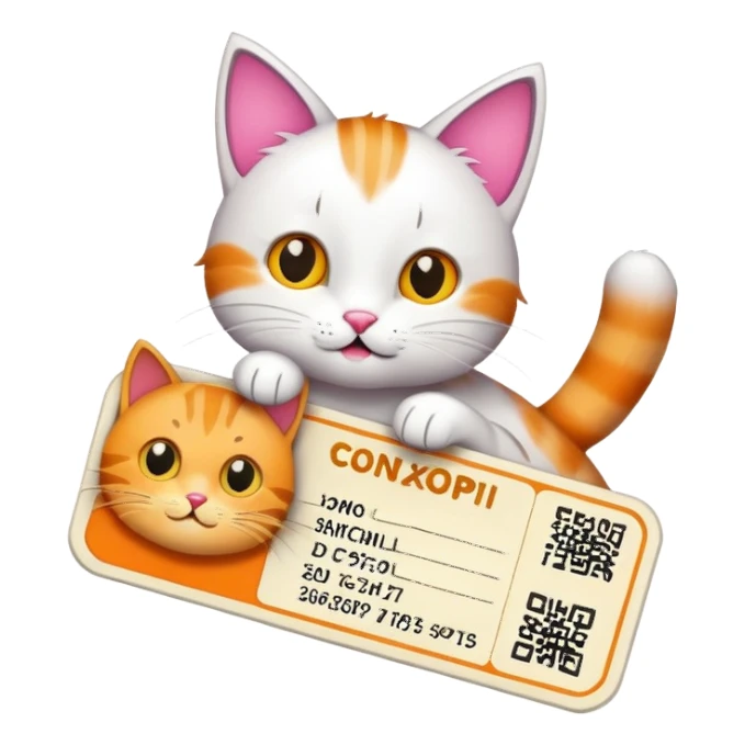 cartoon cat on child ticket sticker