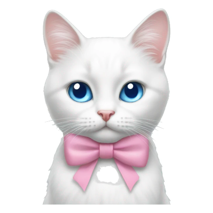 White cat pink bow blue eyes  sticker