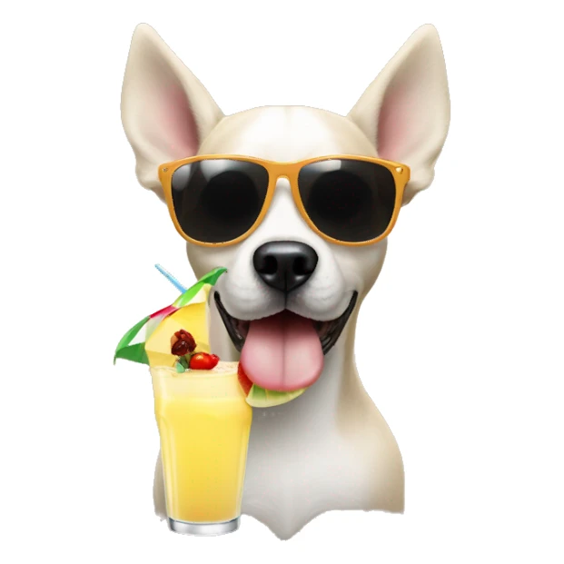 dog with sunglasses holding a pina colada sticker