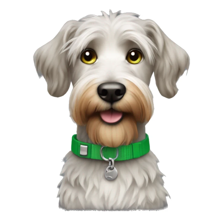 Wire haired dog with green collar  sticker