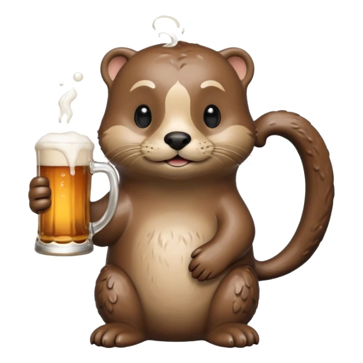 a beer holding an otter sticker