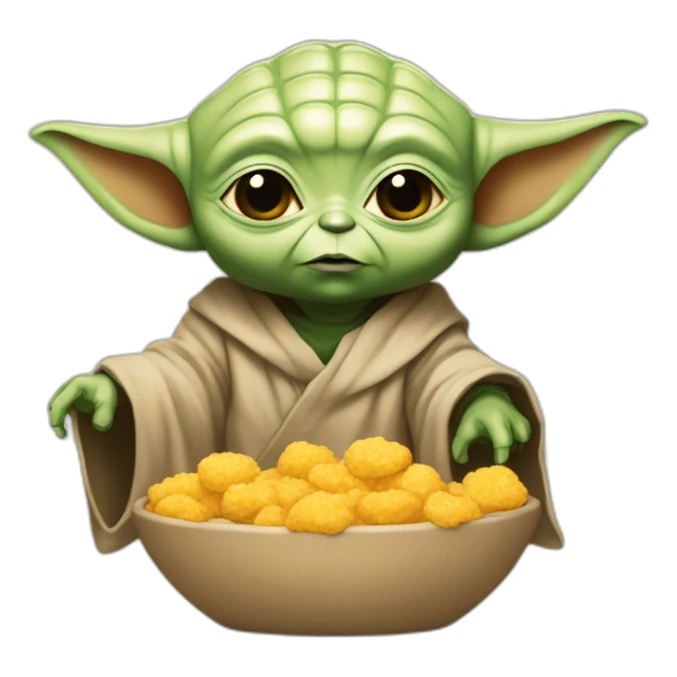 Bébé Yoda qui mange des nuggets sticker