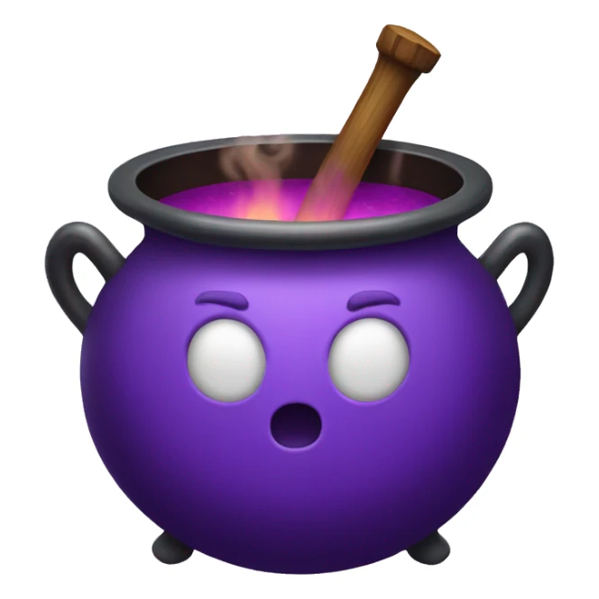 Cauldron with a purple potion bubbling sticker