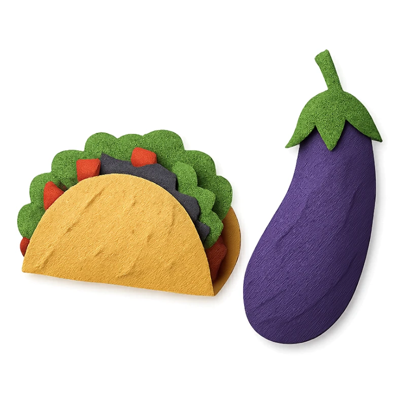 paper craft style taco and eggplant together sticker