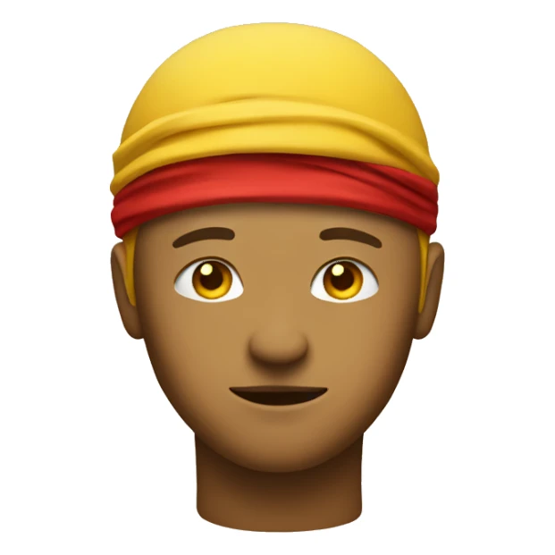 a determined round yellow face with a red headband. sticker