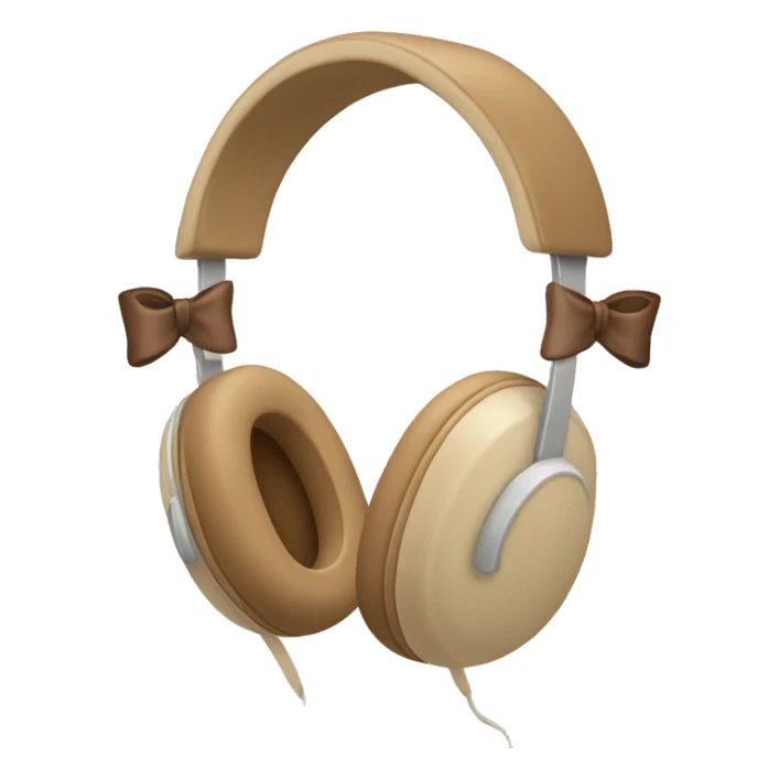 beige apple headphones with brown bows sticker