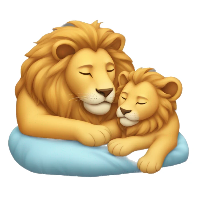 Sleeping baby lion with dad sticker