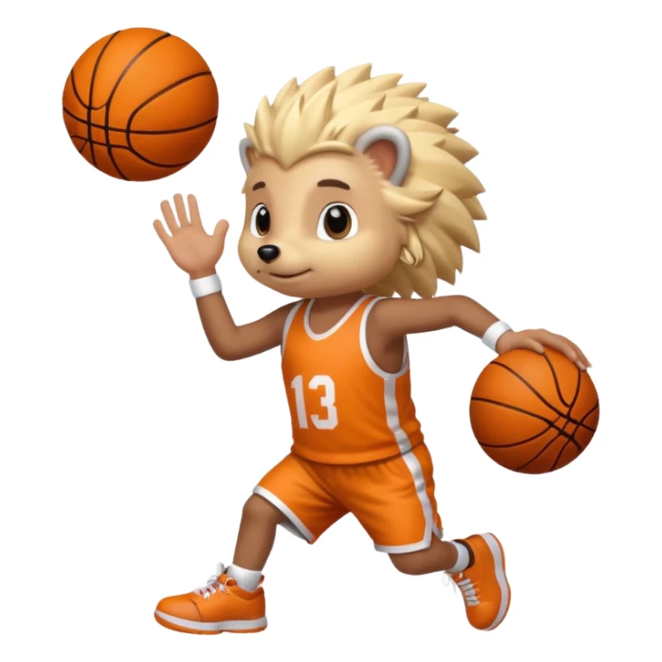 blonde hedgehog playing basketball sticker