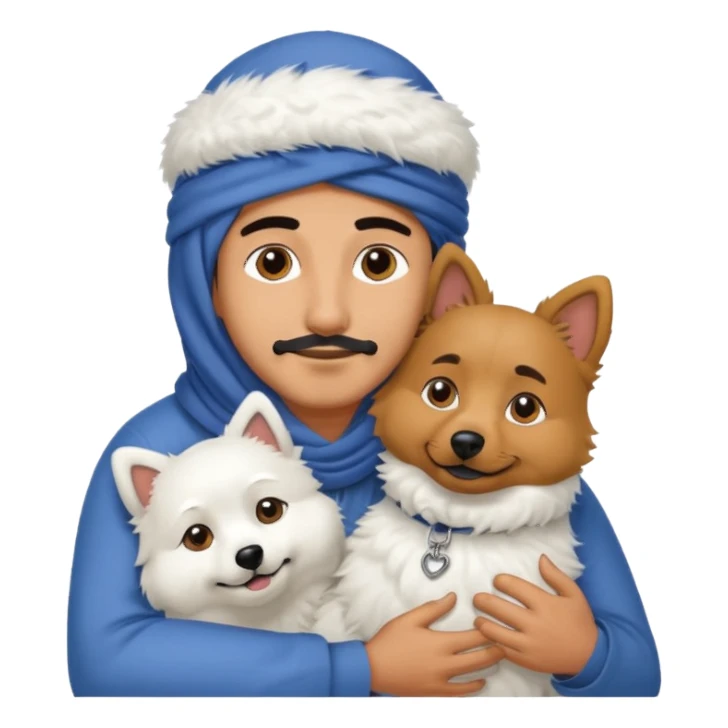arabic man hugging Spitz dog  sticker