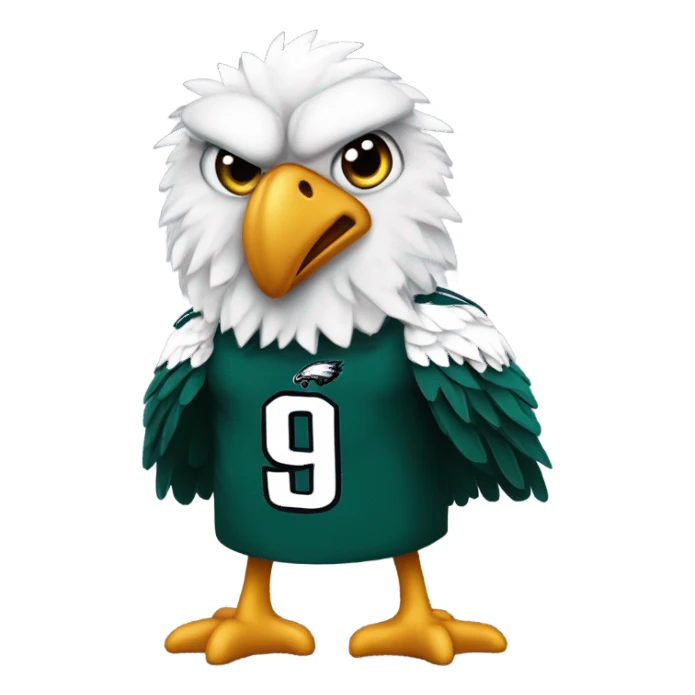 Dirty bird wearing a Philadelphia Eagles jersey looking sad sticker