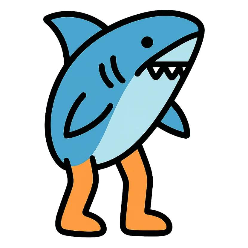 shark with legs colored icon sticker