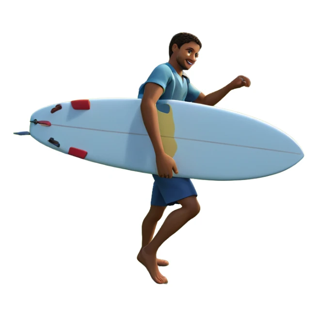 barefoot boy with surfboard sticker
