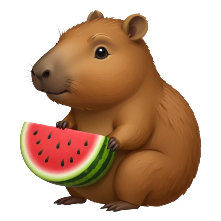 Capybara with watermelon and cute sticker