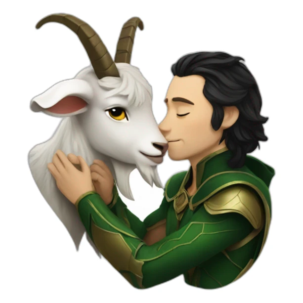 Loki kissing a goat sticker