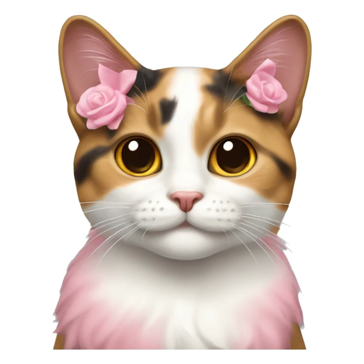 gatto calico con fiocco rosa sticker