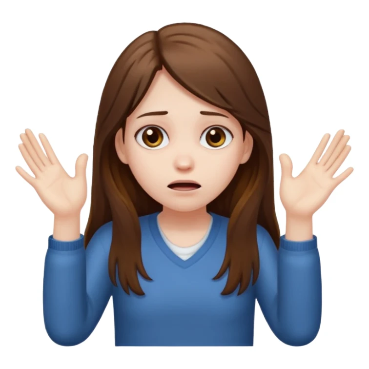 sad girl throwing up her hands sticker