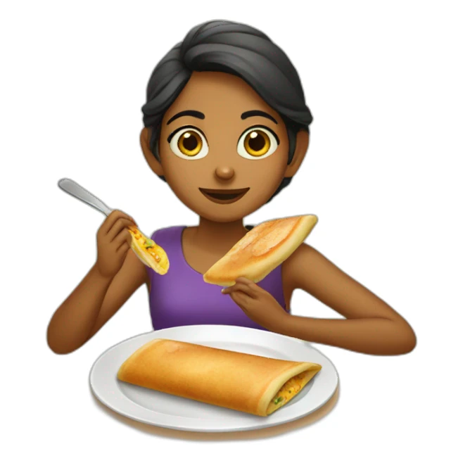 Dusky girl eating dosa sticker