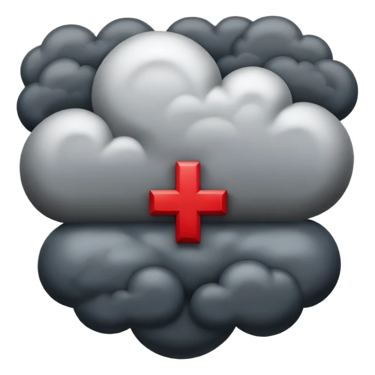 Red Cross symbol with dark storm cloud, representing negativity sticker
