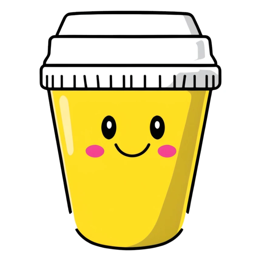 cute coffee cup with smiley face sticker