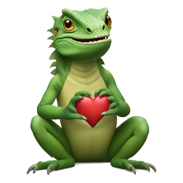 iguana making heart hands sticker