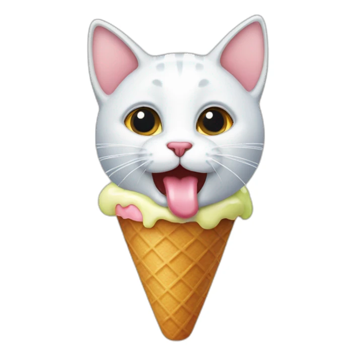 Cat licking ice cream sticker